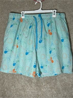 Disney Light Aqua Mickey Minnie patter swim shorts liner pockets